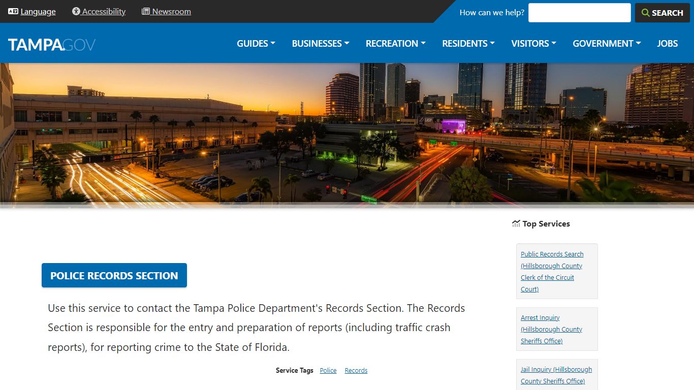 Police Records Section | City of Tampa