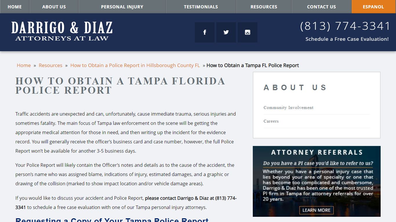 How to Obtain a Tampa Florida Police Report | Darrigo & Diaz